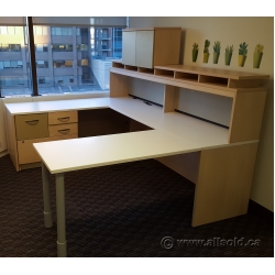 Blonde U/C Suite Desk with Pigeon Hole Overhead and Storage